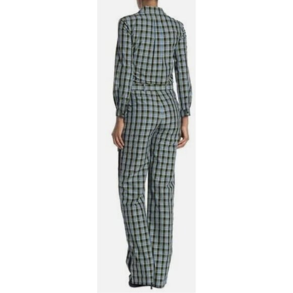 Burberry Jumpsuit Check Tie Waist Azure Blue Size 6 NWT - Picture 4 of 12